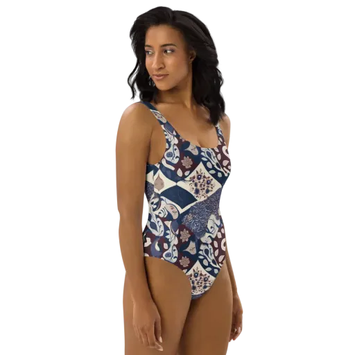 Brocade Aviary on a One-Piece Swimsuit