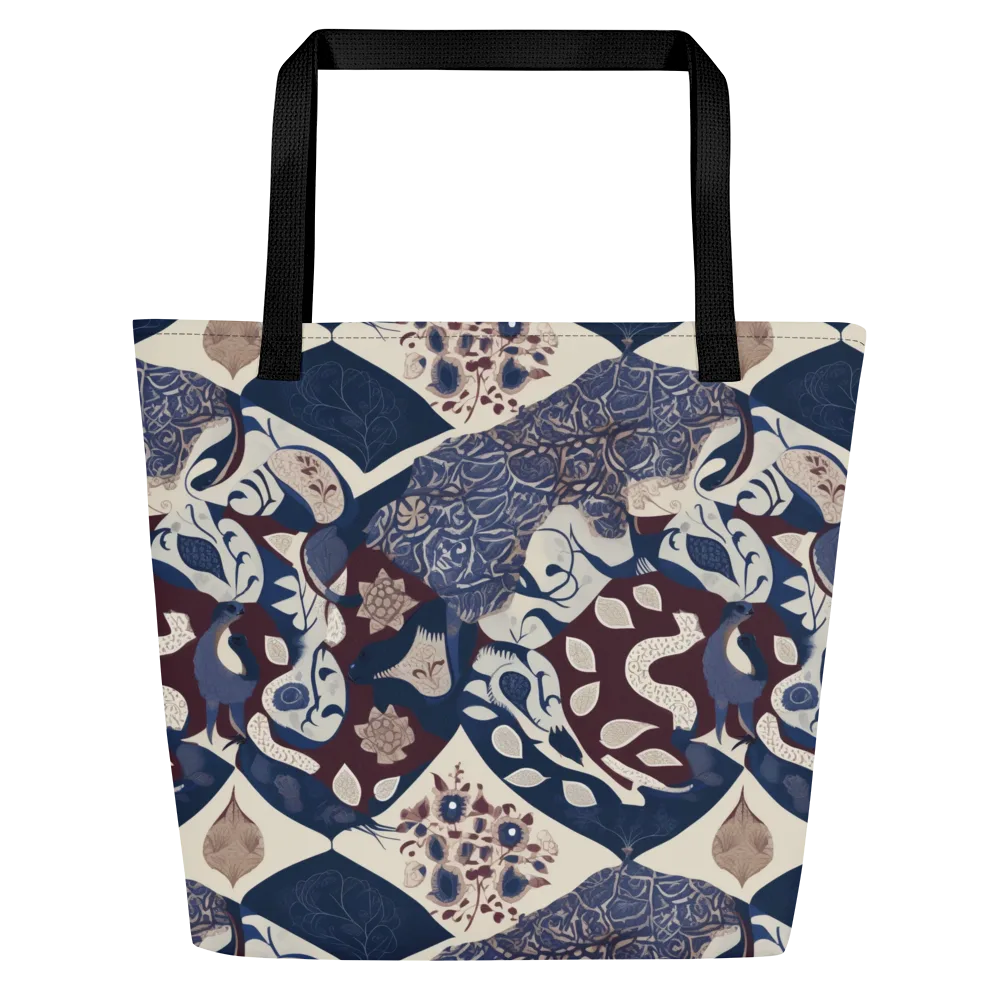 Brocade Aviary on Large Tote Bag W/ Pocket — Front