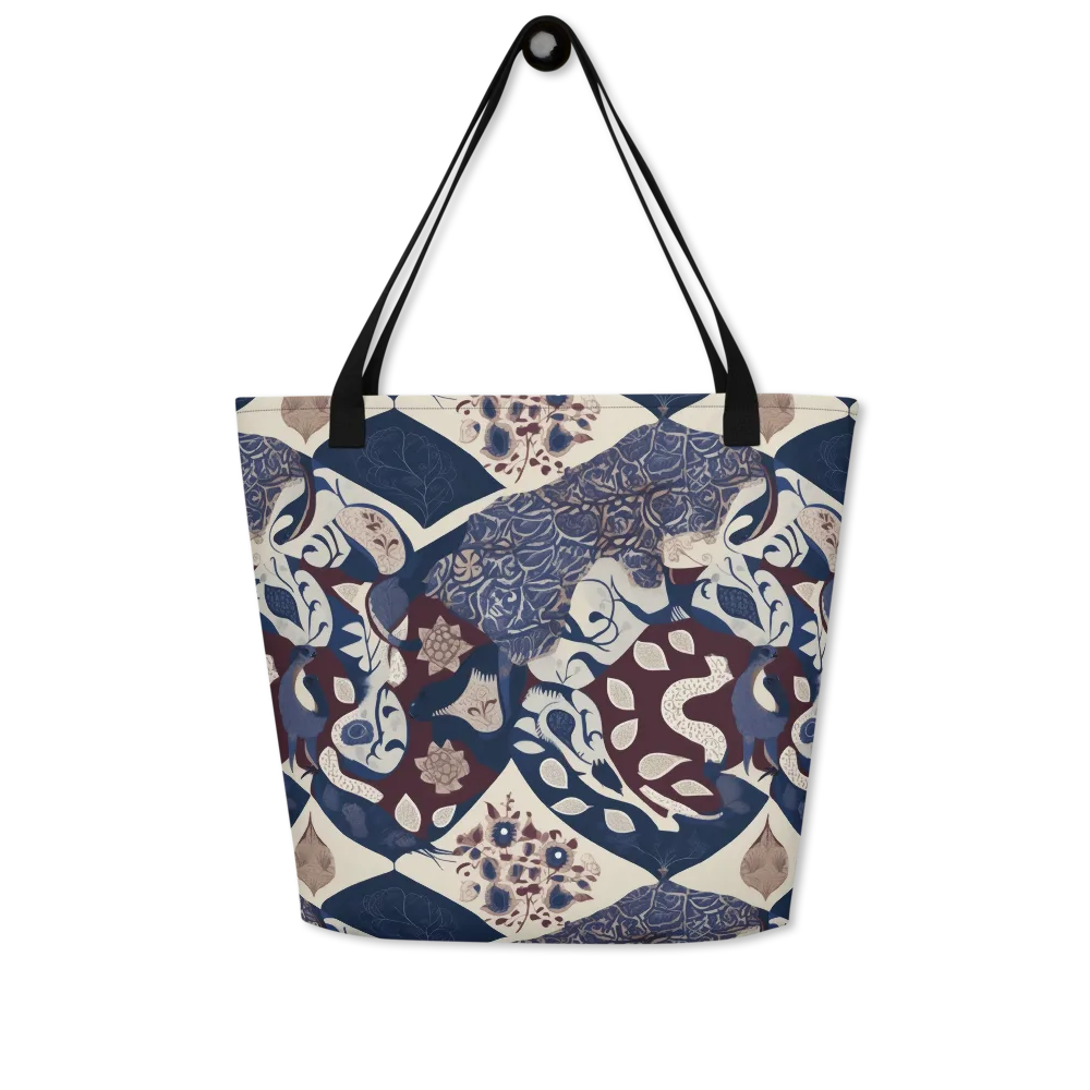 Brocade Aviary on Large Tote Bag W/ Pocket — Front