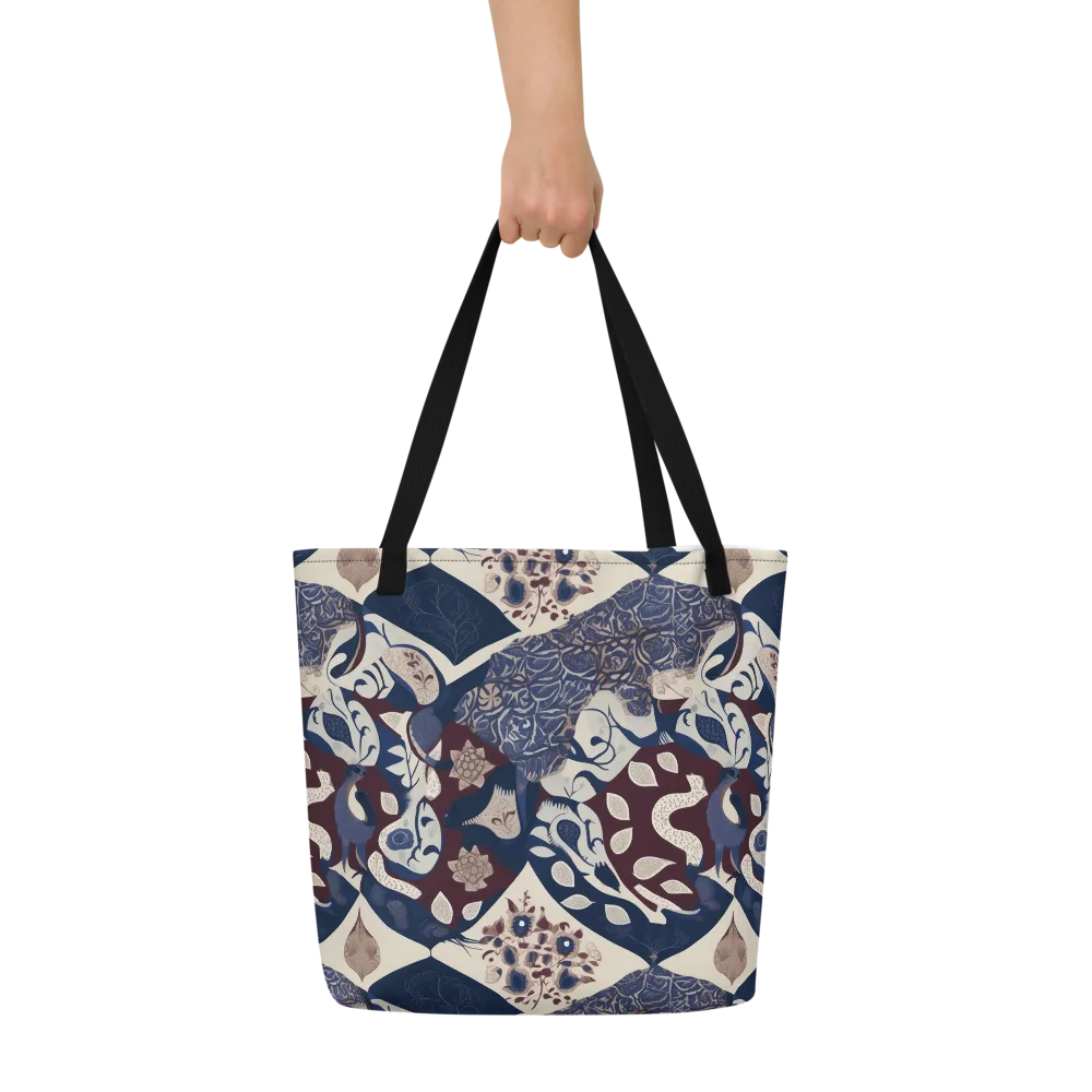 Brocade Aviary on Large Tote Bag W/ Pocket — Front