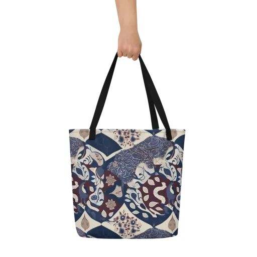 Brocade Aviary on a Large Tote Bag W/ Pocket