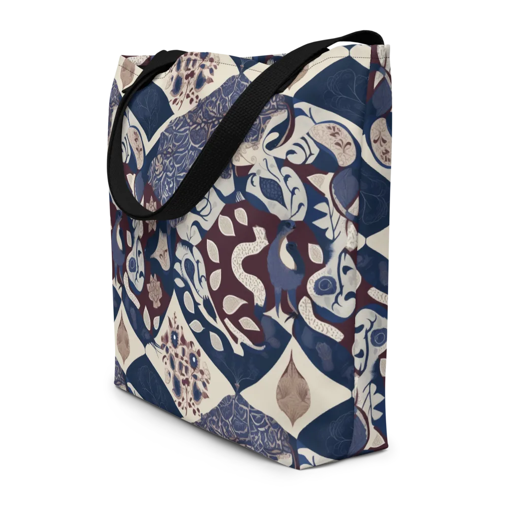 Brocade Aviary on Large Tote Bag W/ Pocket — Front