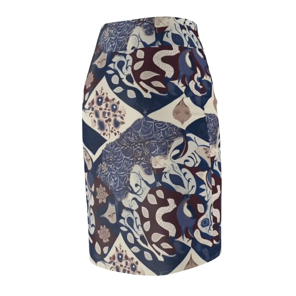 Brocade Aviary on Pencil Skirt — Back Side