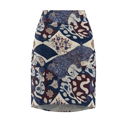 Brocade Aviary on a Pencil Skirt