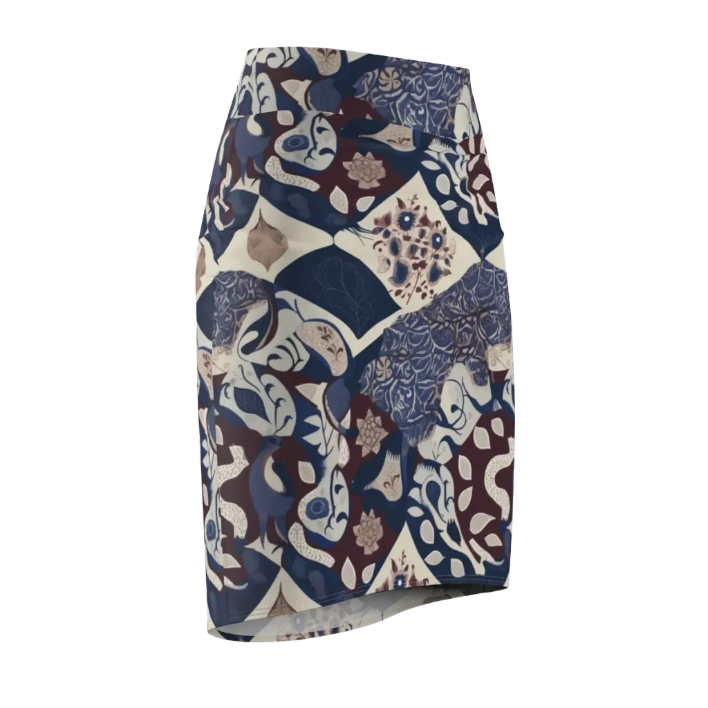 Brocade Aviary on Pencil Skirt — Front Side