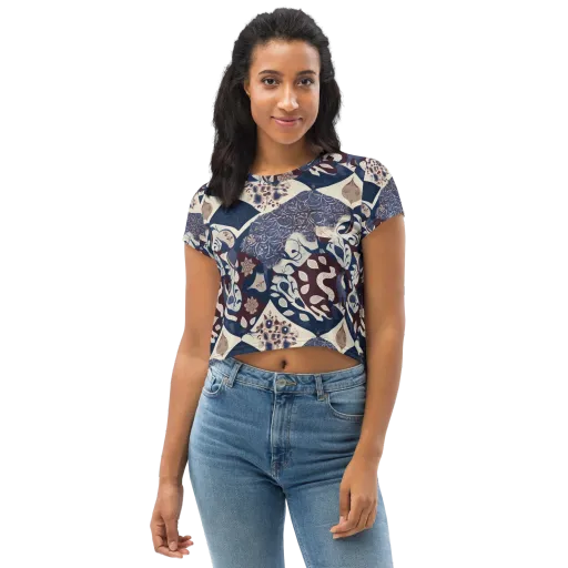 Brocade Aviary on a Crop Tee