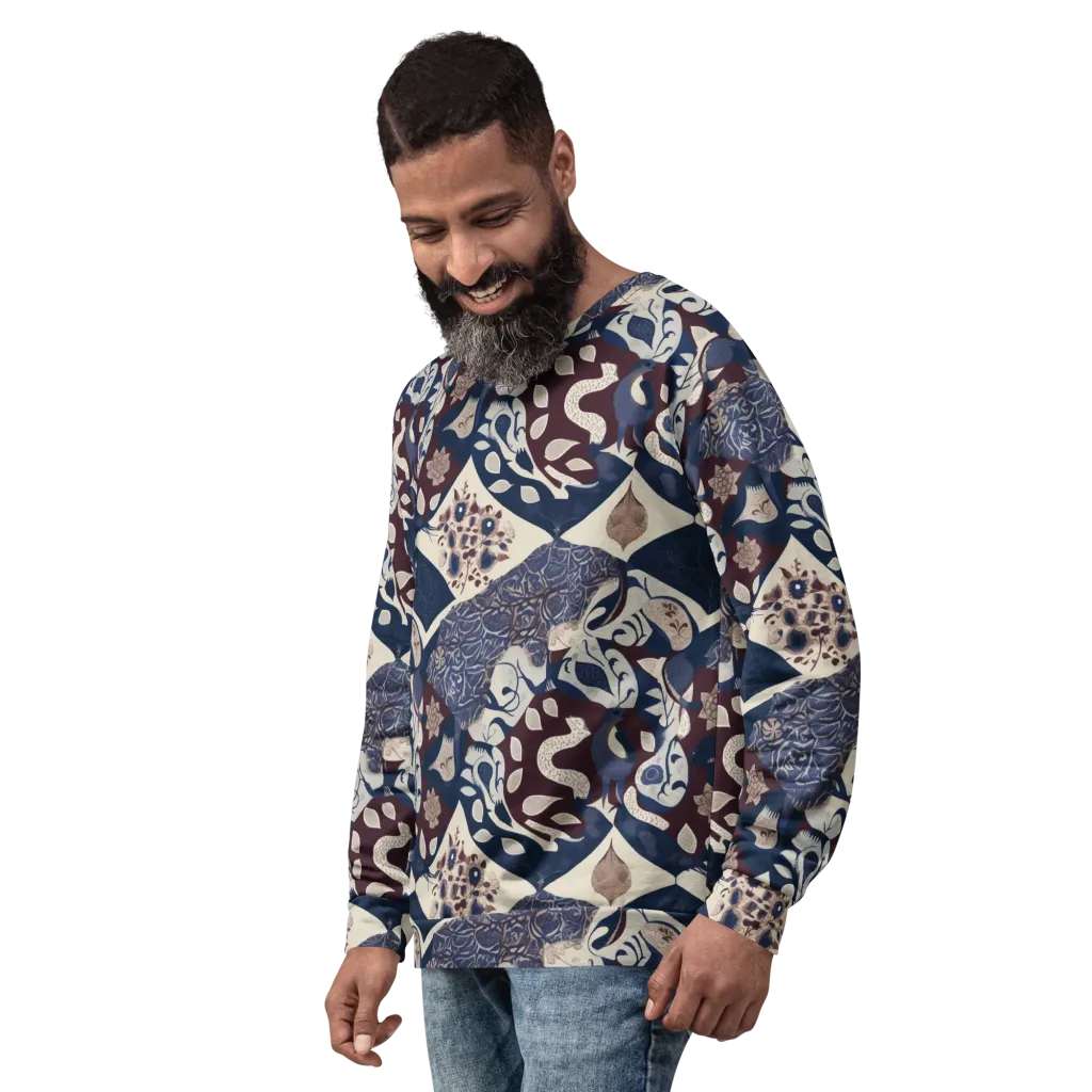 Brocade Aviary on Sweatshirt — Left Front
