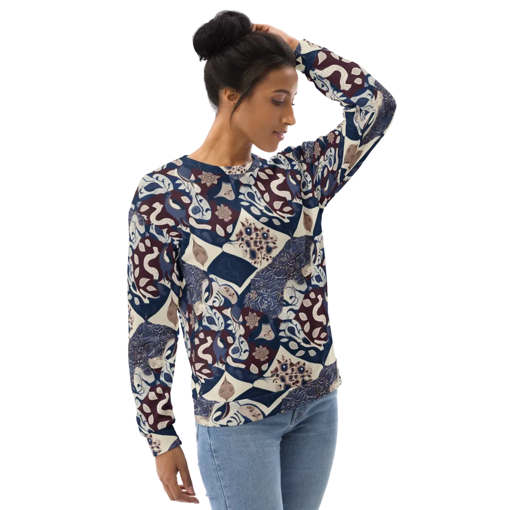 Brocade Aviary on Sweatshirt — Right Front