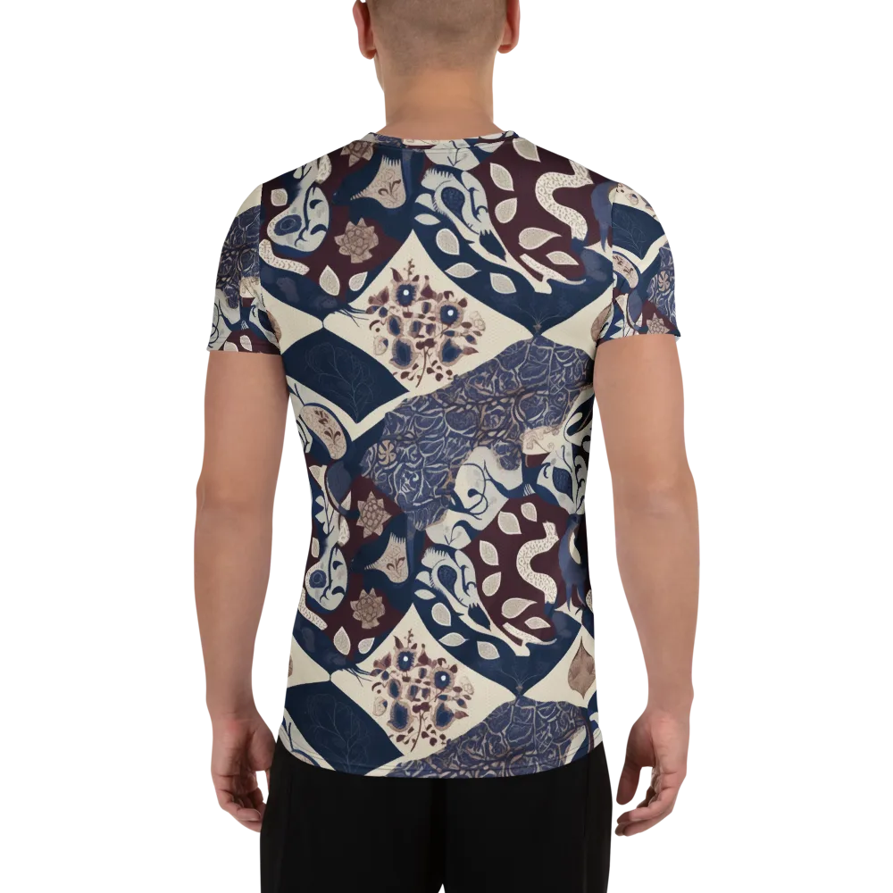 Brocade Aviary on Men's Athletic T-Shirt — Back