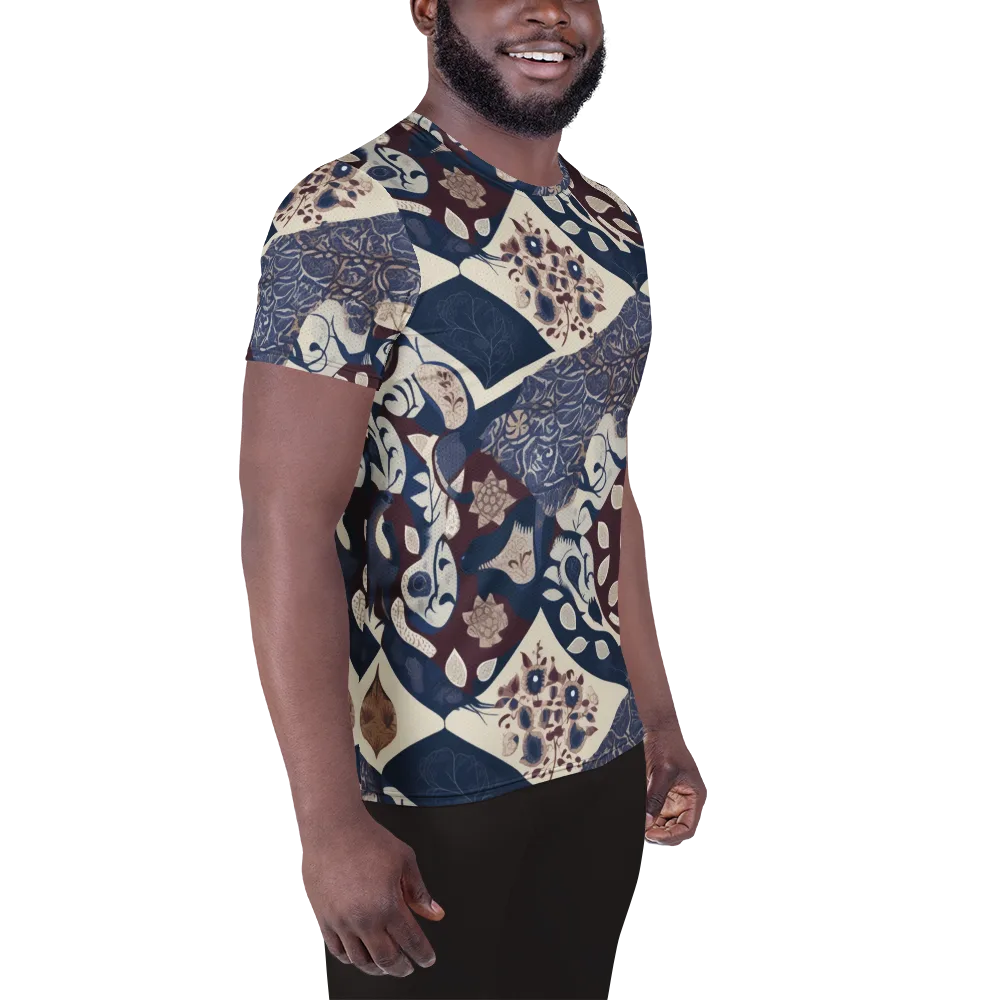 Brocade Aviary on Men's Athletic T-Shirt — Right