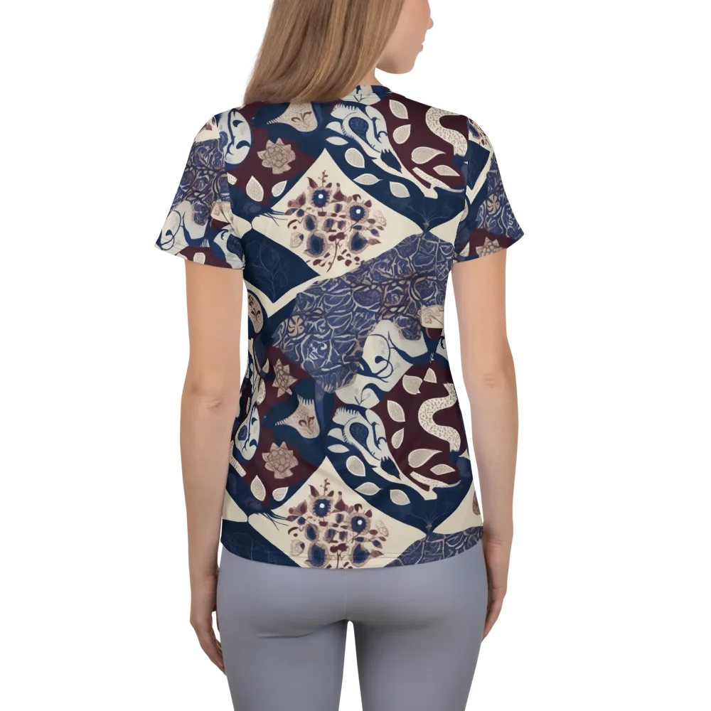 Brocade Aviary on Women's Athletic T-Shirt — Back