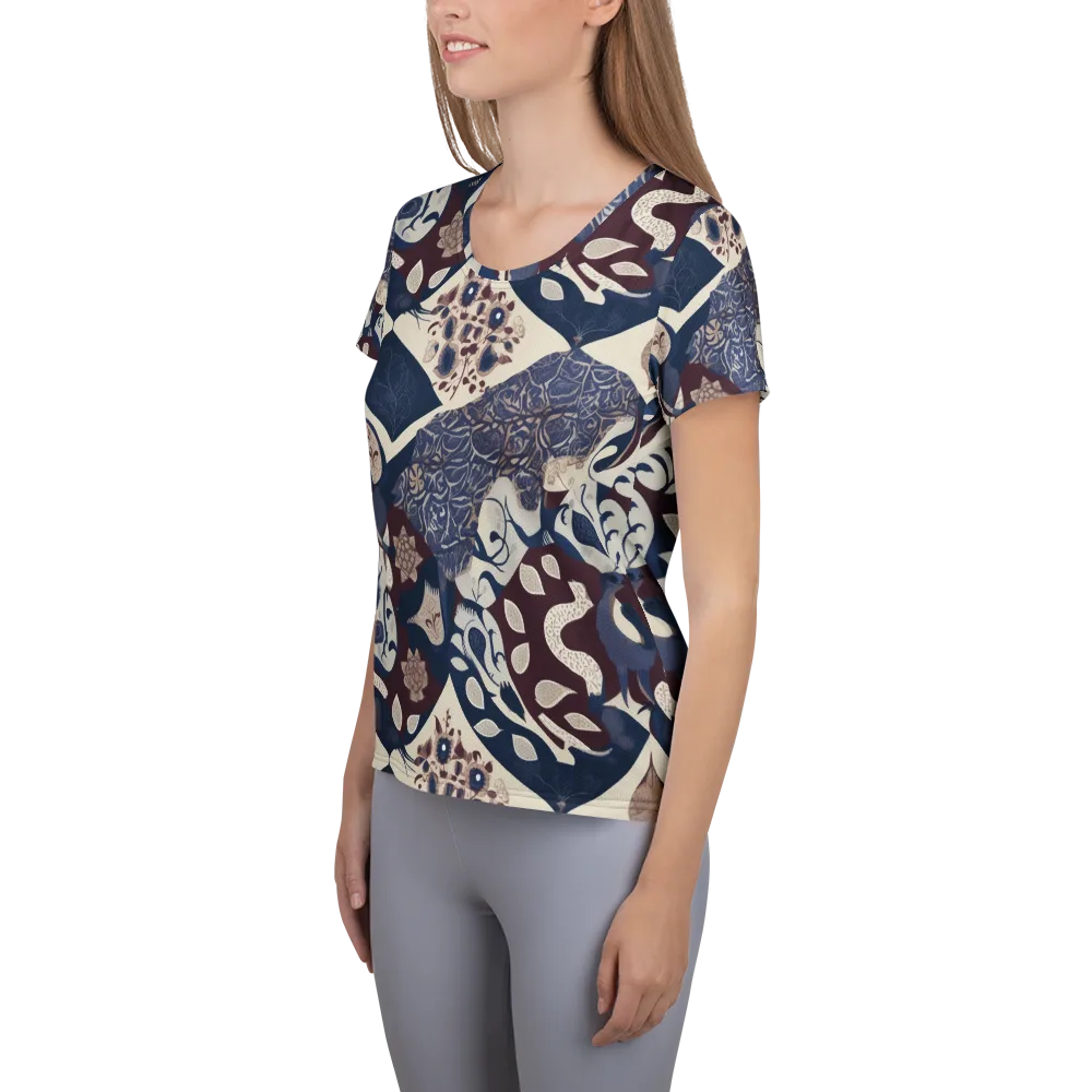 Brocade Aviary on Women's Athletic T-Shirt — Left