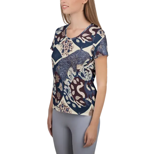 Brocade Aviary on a Women's Athletic T-Shirt