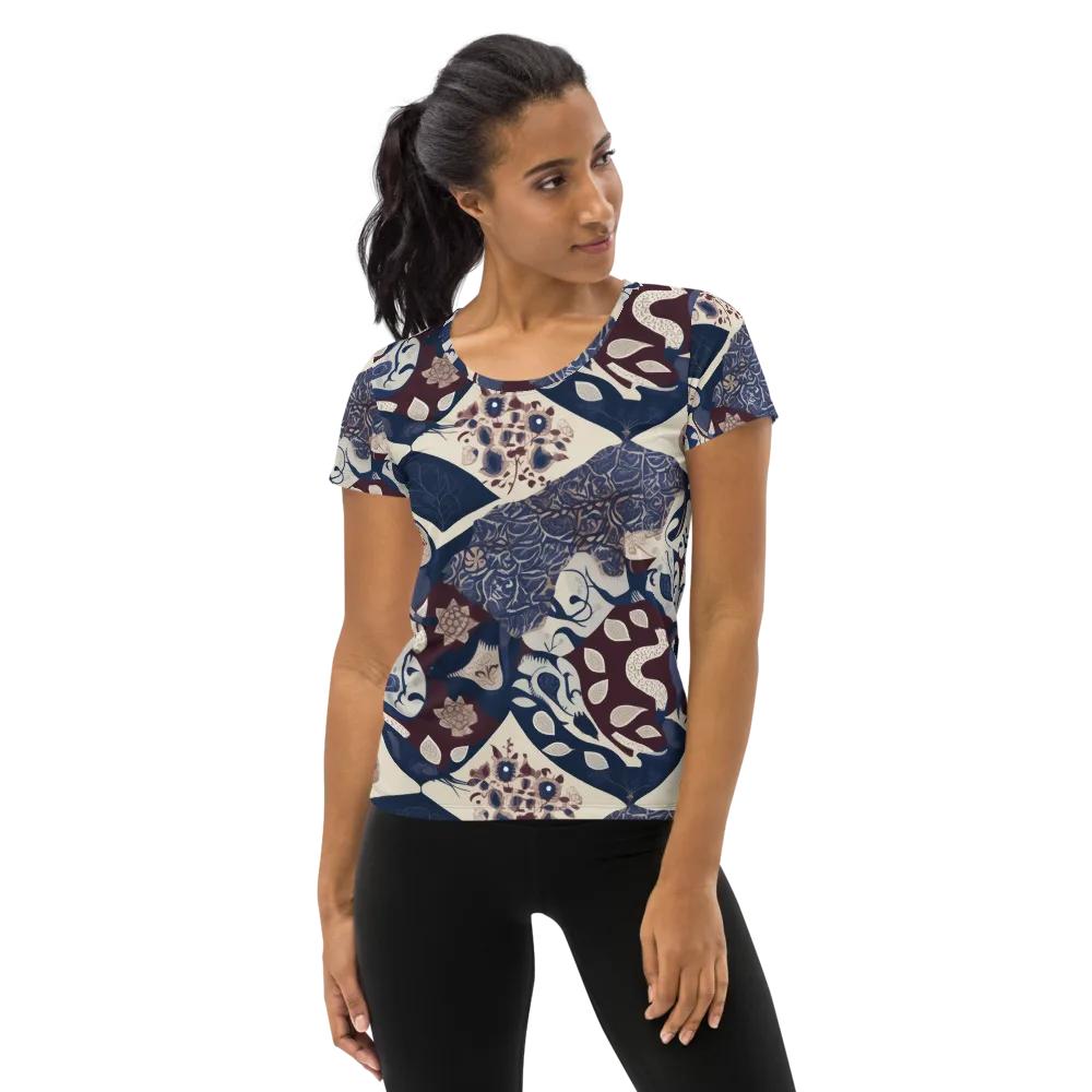 Brocade Aviary on Women's Athletic T-Shirt — Front