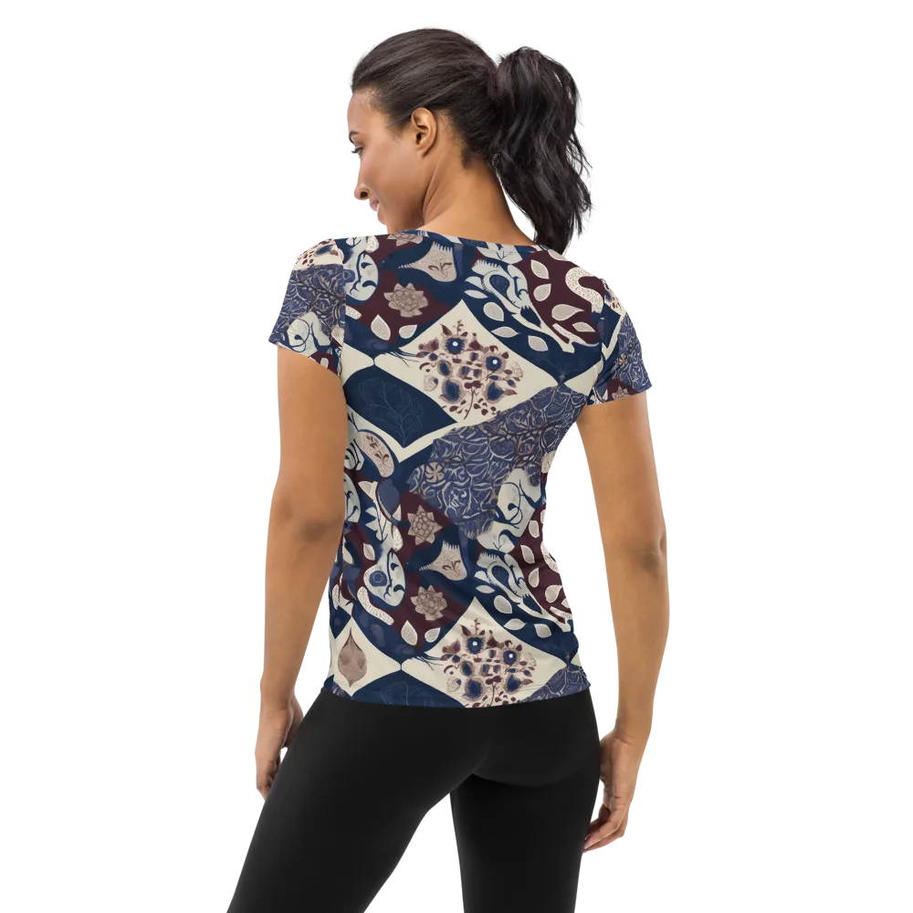 Brocade Aviary on Women's Athletic T-Shirt — Back