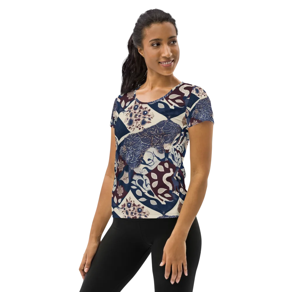Brocade Aviary on Women's Athletic T-Shirt — Left