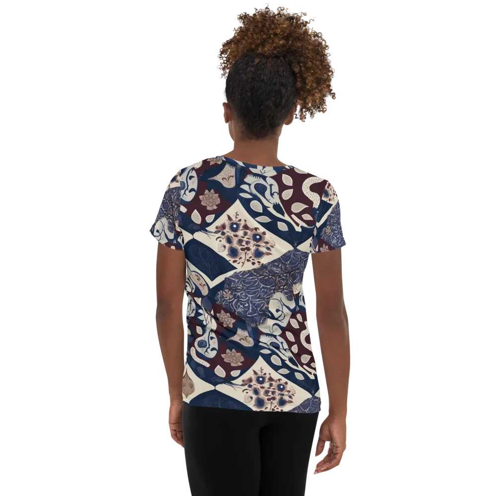Brocade Aviary on Women's Athletic T-Shirt — Back