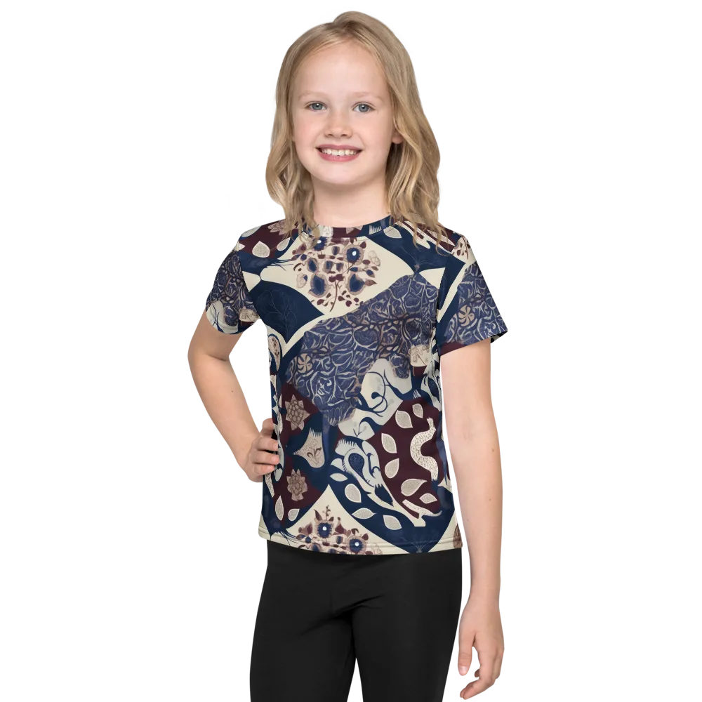 Brocade Aviary on Kids Crew Neck T-Shirt — Front