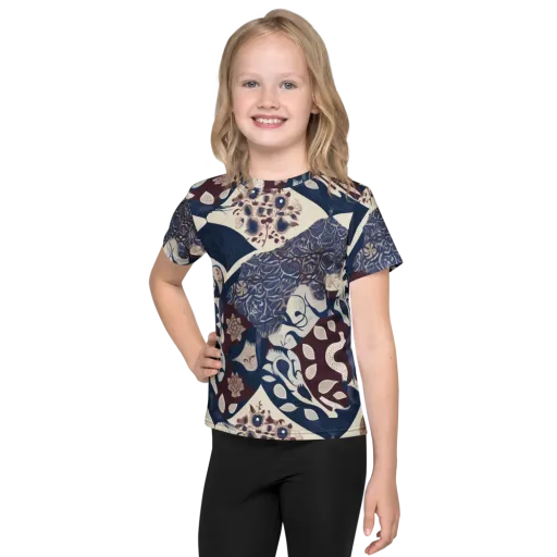 Brocade Aviary on a Kids Crew Neck T-Shirt