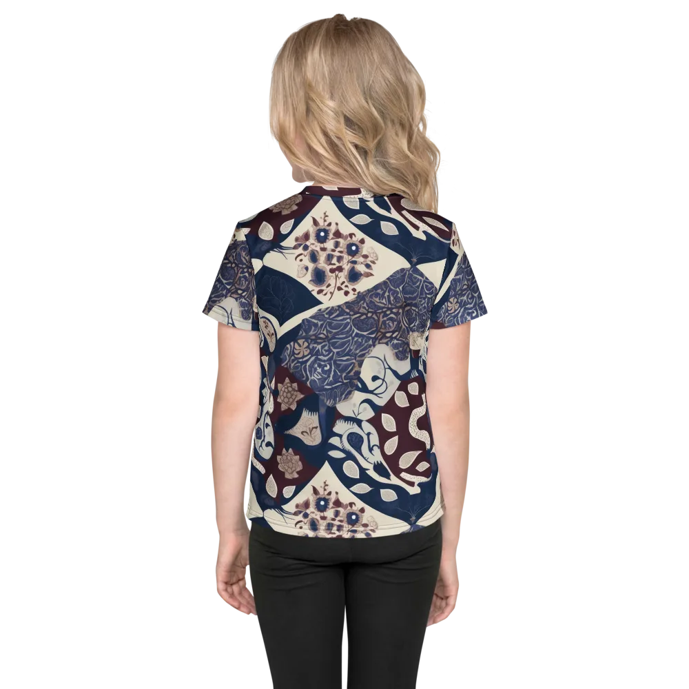 Brocade Aviary on Kids Crew Neck T-Shirt — Back