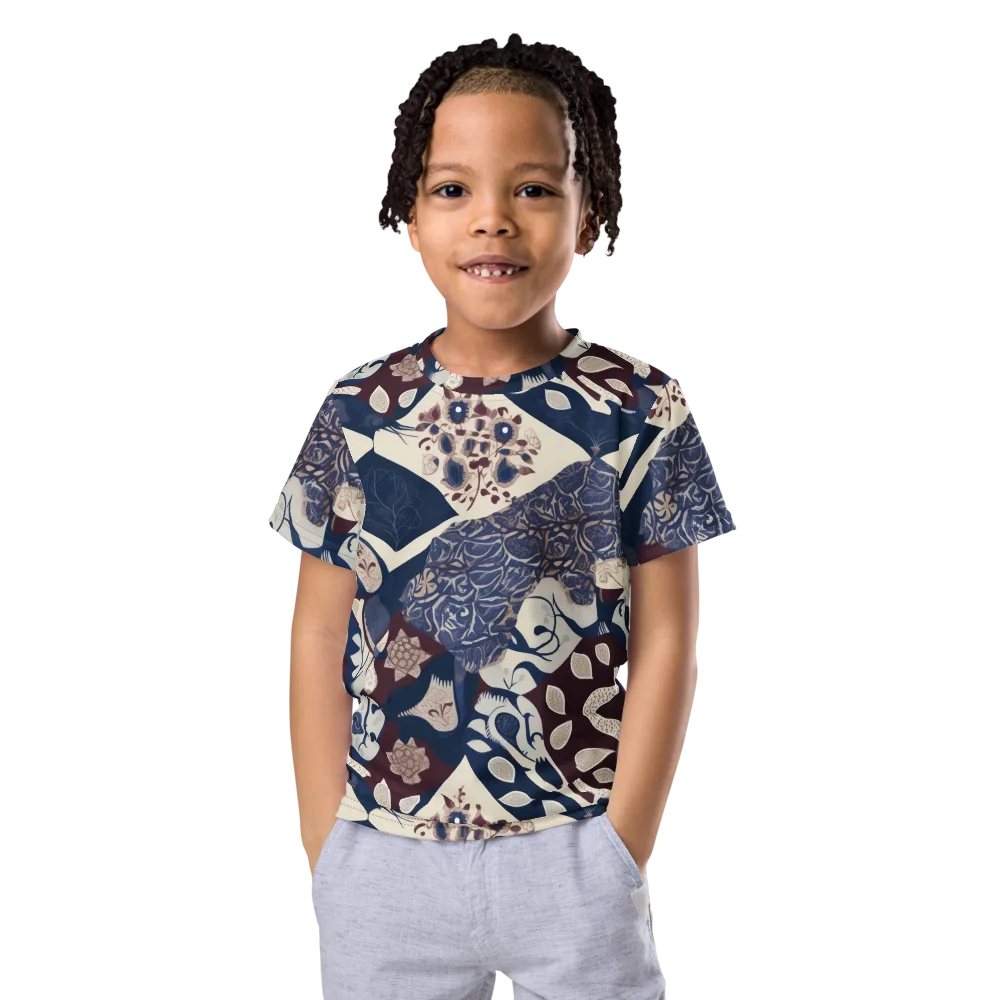 Brocade Aviary on Kids Crew Neck T-Shirt — Front