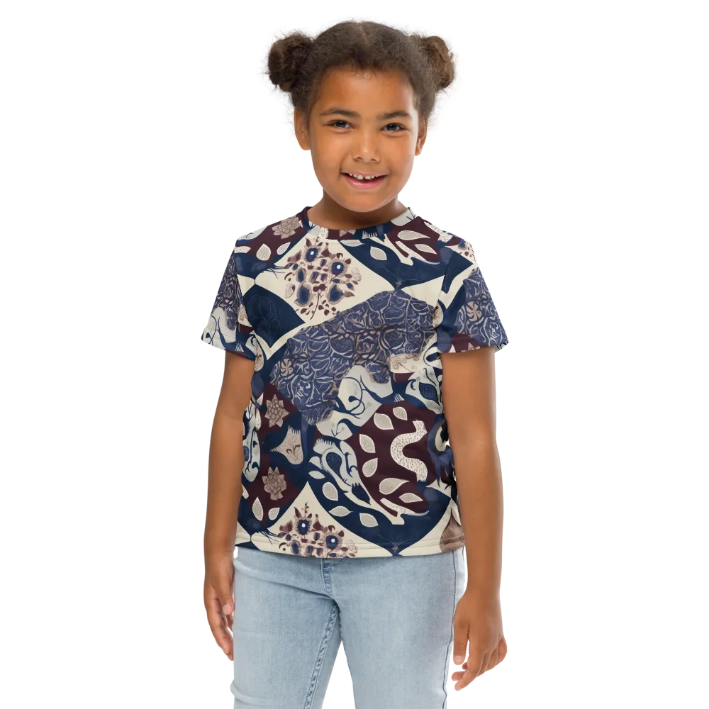 Brocade Aviary on Kids Crew Neck T-Shirt — Front
