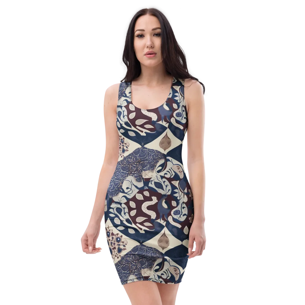 Brocade Aviary on Bodycon Dress — Front