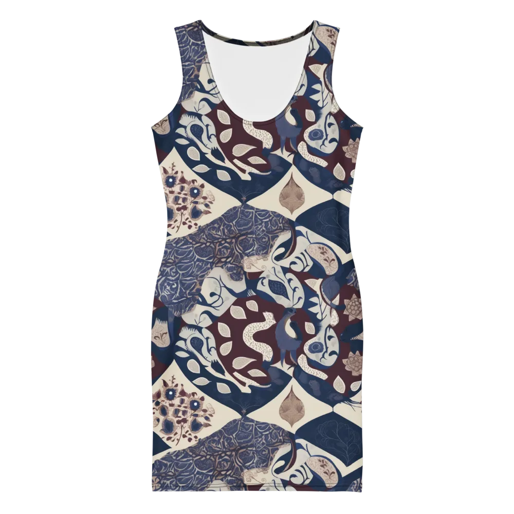 Brocade Aviary on Bodycon Dress — Front