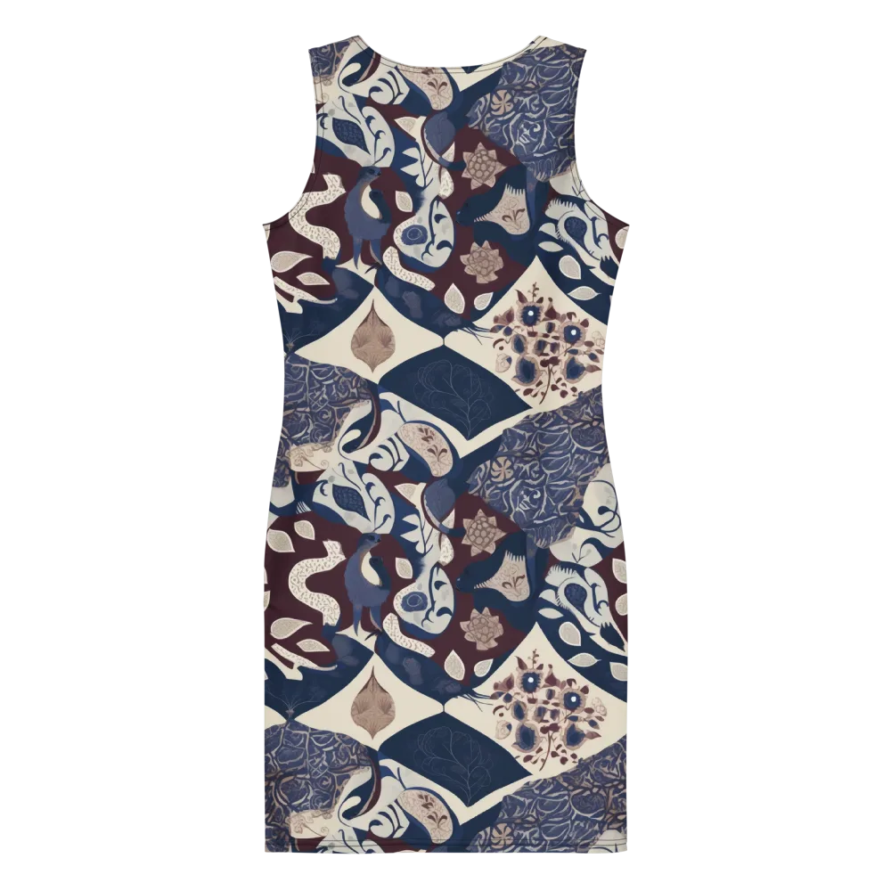 Brocade Aviary on Bodycon Dress — Back