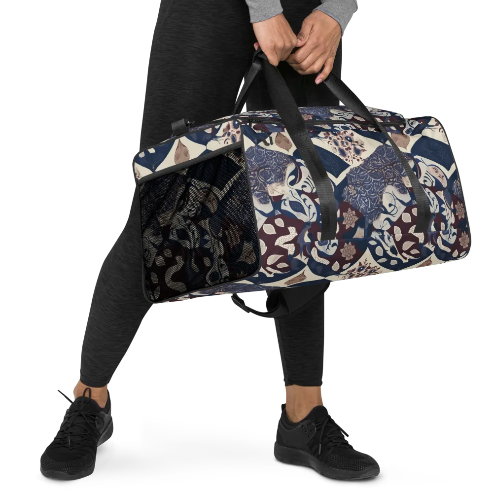 Brocade Aviary on Duffle Bag — Right Front