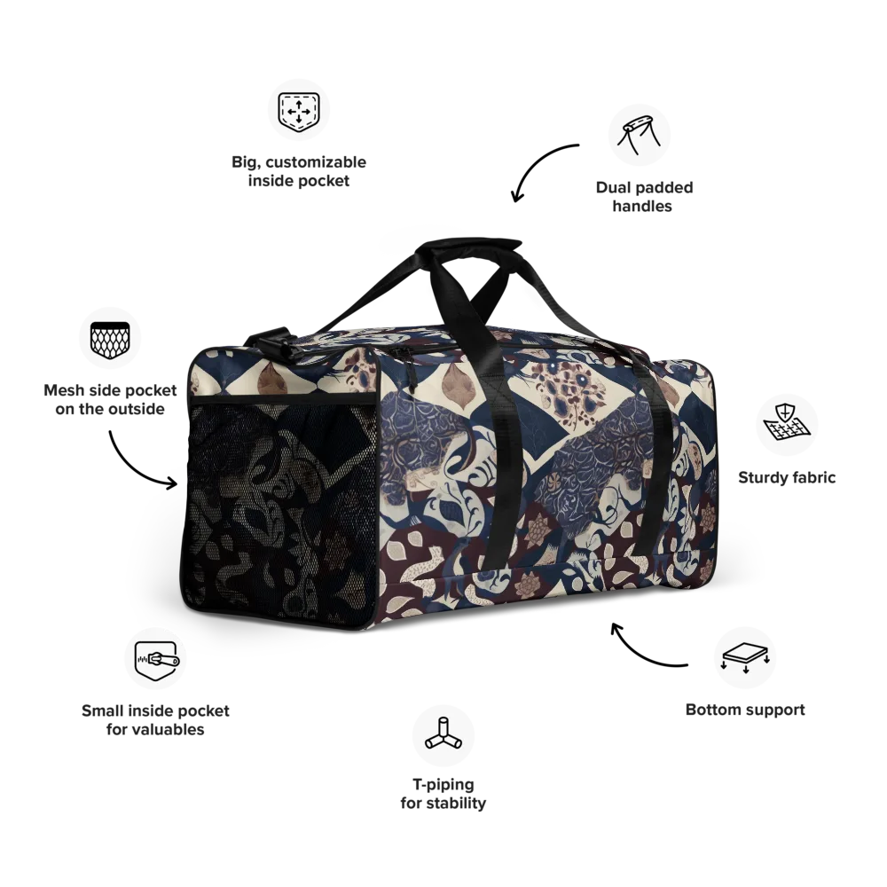 Brocade Aviary on Duffle Bag — Right Front