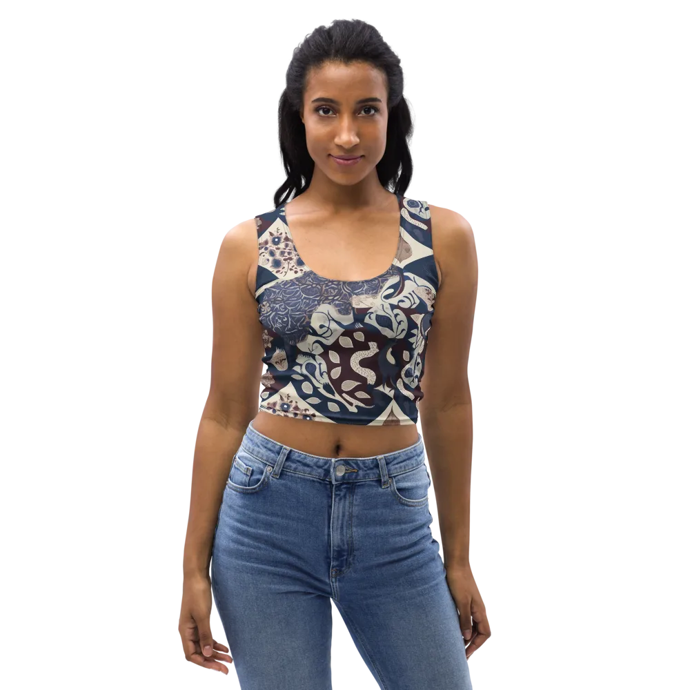 Brocade Aviary on Crop Top — Front