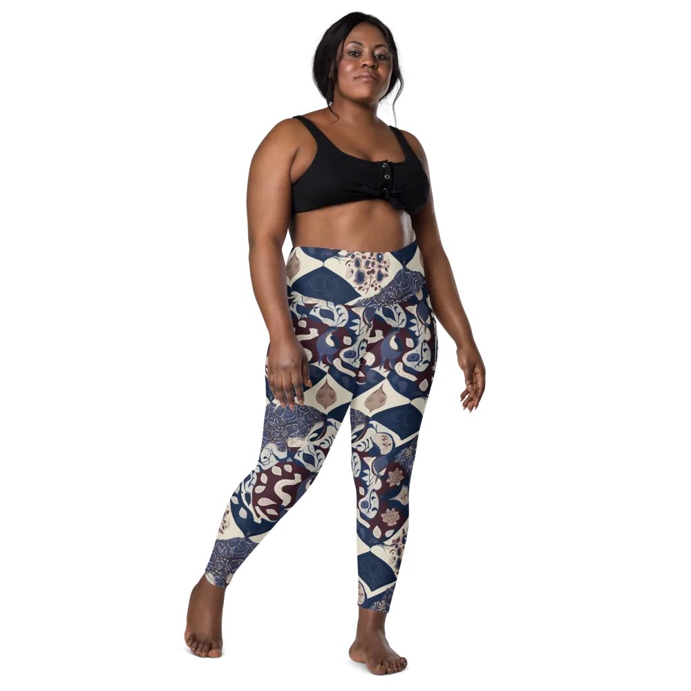 Brocade Aviary on Leggings with Pockets — Front