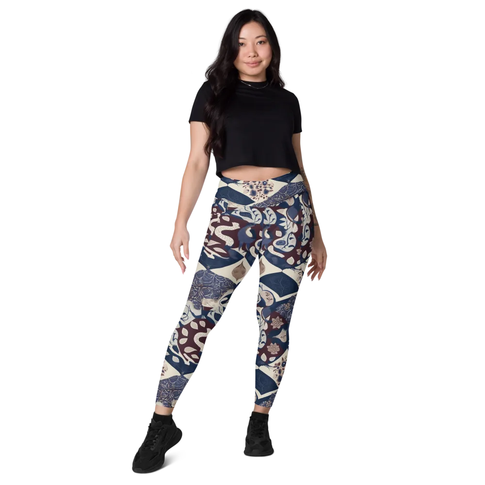 Brocade Aviary on Leggings with Pockets — Front