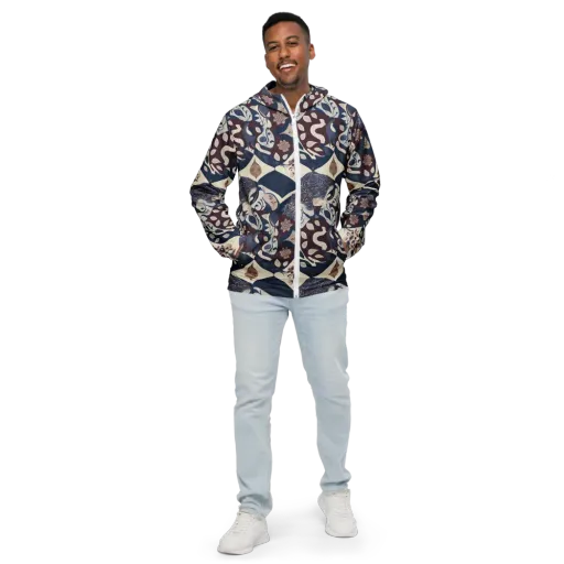 Brocade Aviary on a Men's Windbreaker