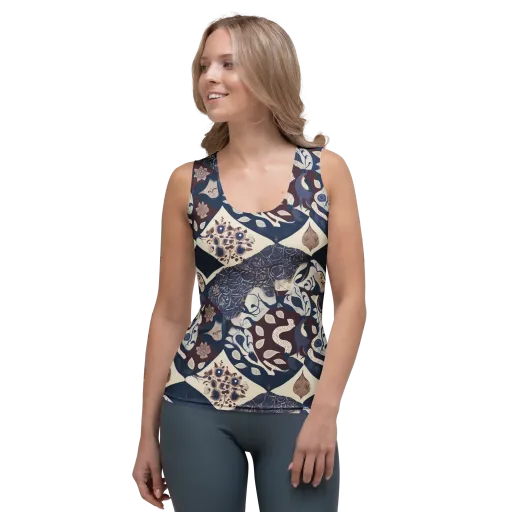 Brocade Aviary on a Women's Tank Top