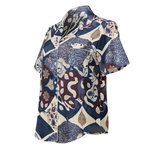 Brocade Aviary on a Women's Short Sleeve Pajama Top