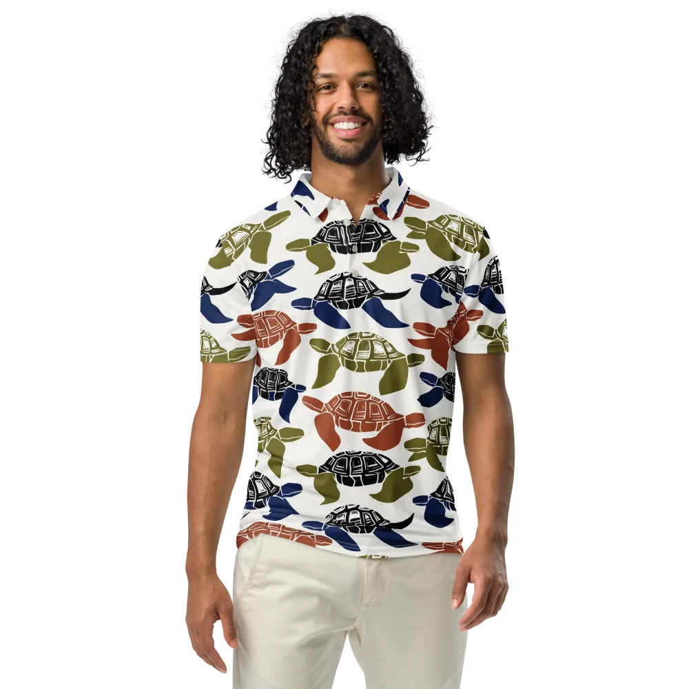 Slow Current on Men's Slim Fit Polo Shirt — Front