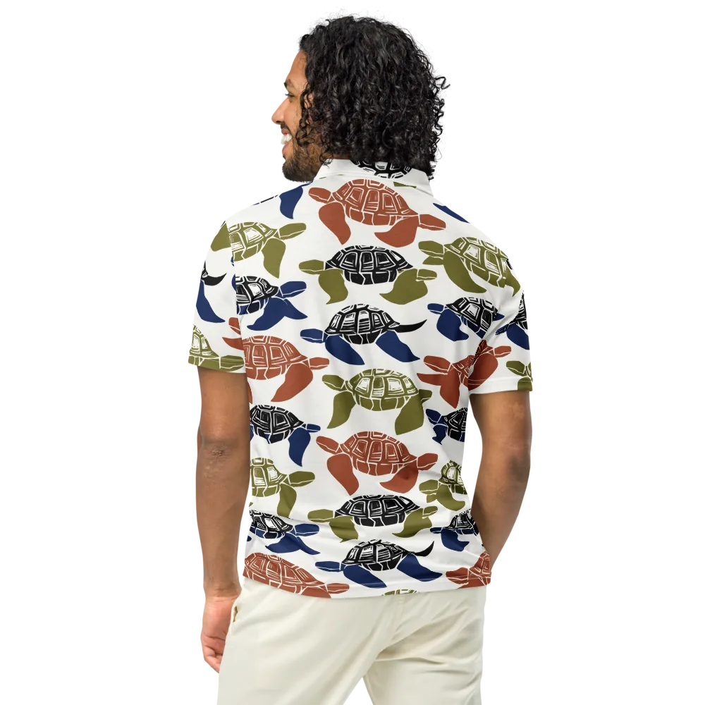 Slow Current on Men's Slim Fit Polo Shirt — Back
