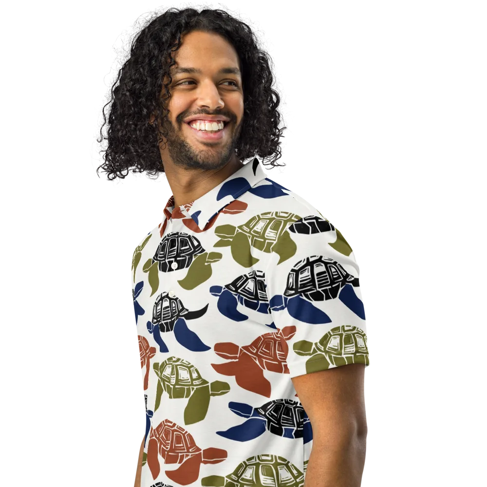 Slow Current on Men's Slim Fit Polo Shirt — Left Front