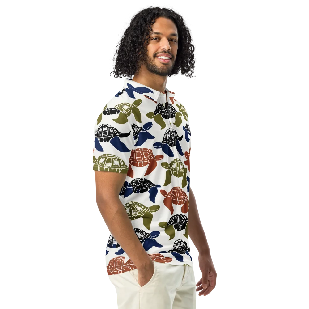 Slow Current on Men's Slim Fit Polo Shirt — Right Front