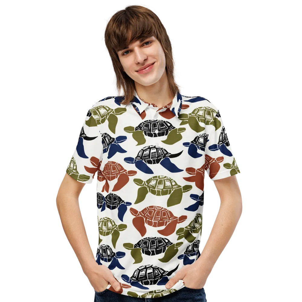 Slow Current on Men's Slim Fit Polo Shirt — Front