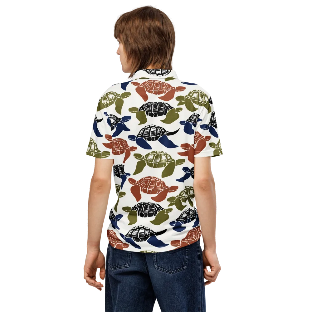 Slow Current on Men's Slim Fit Polo Shirt — Back