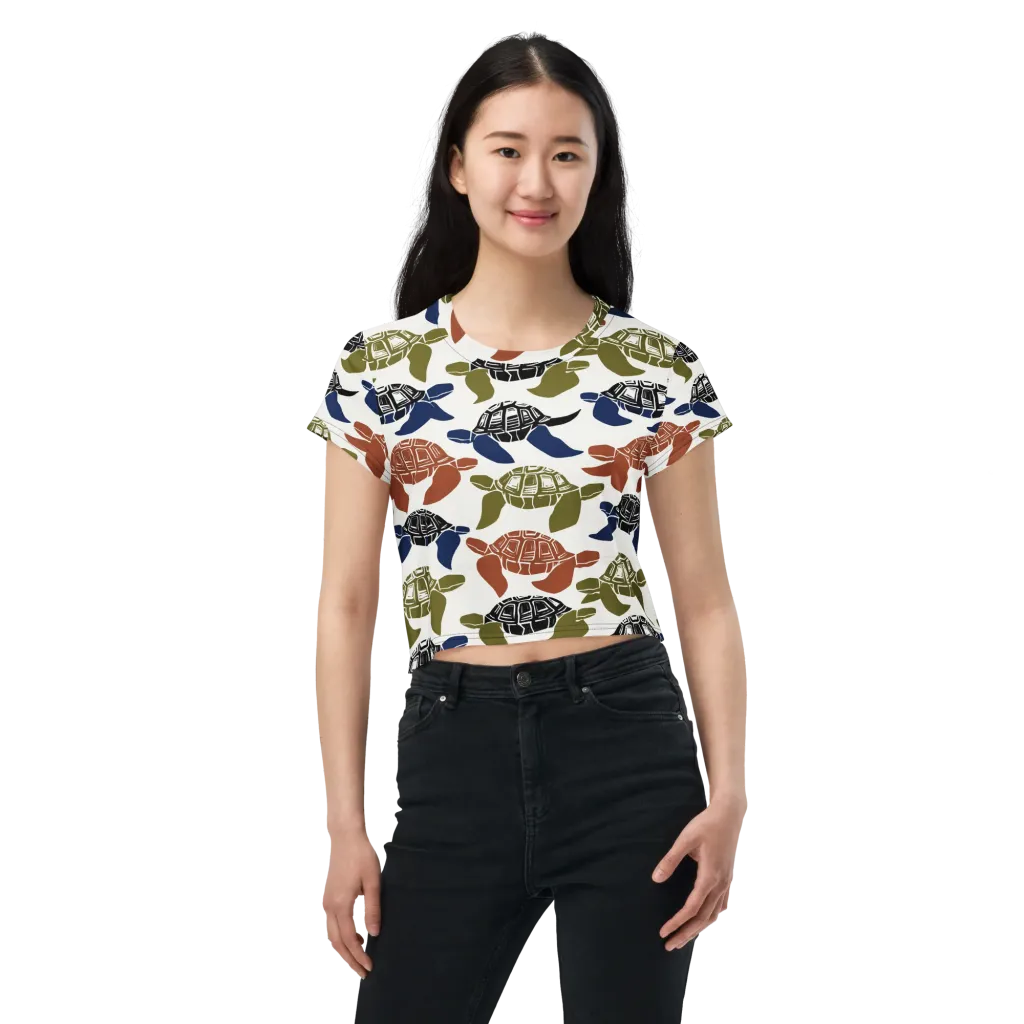 Slow Current on Crop Tee — Front