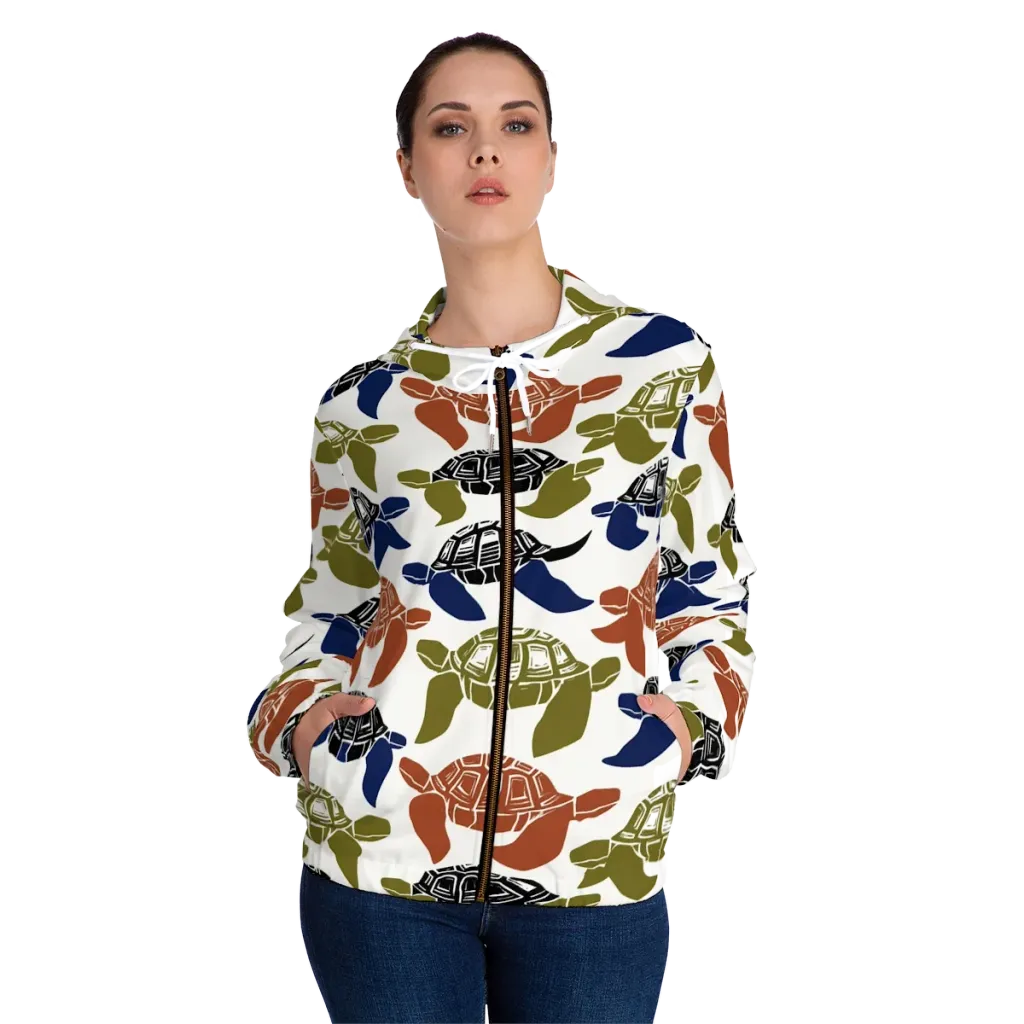 Slow Current on Women's Full-Zip Hoodie — Front On Person