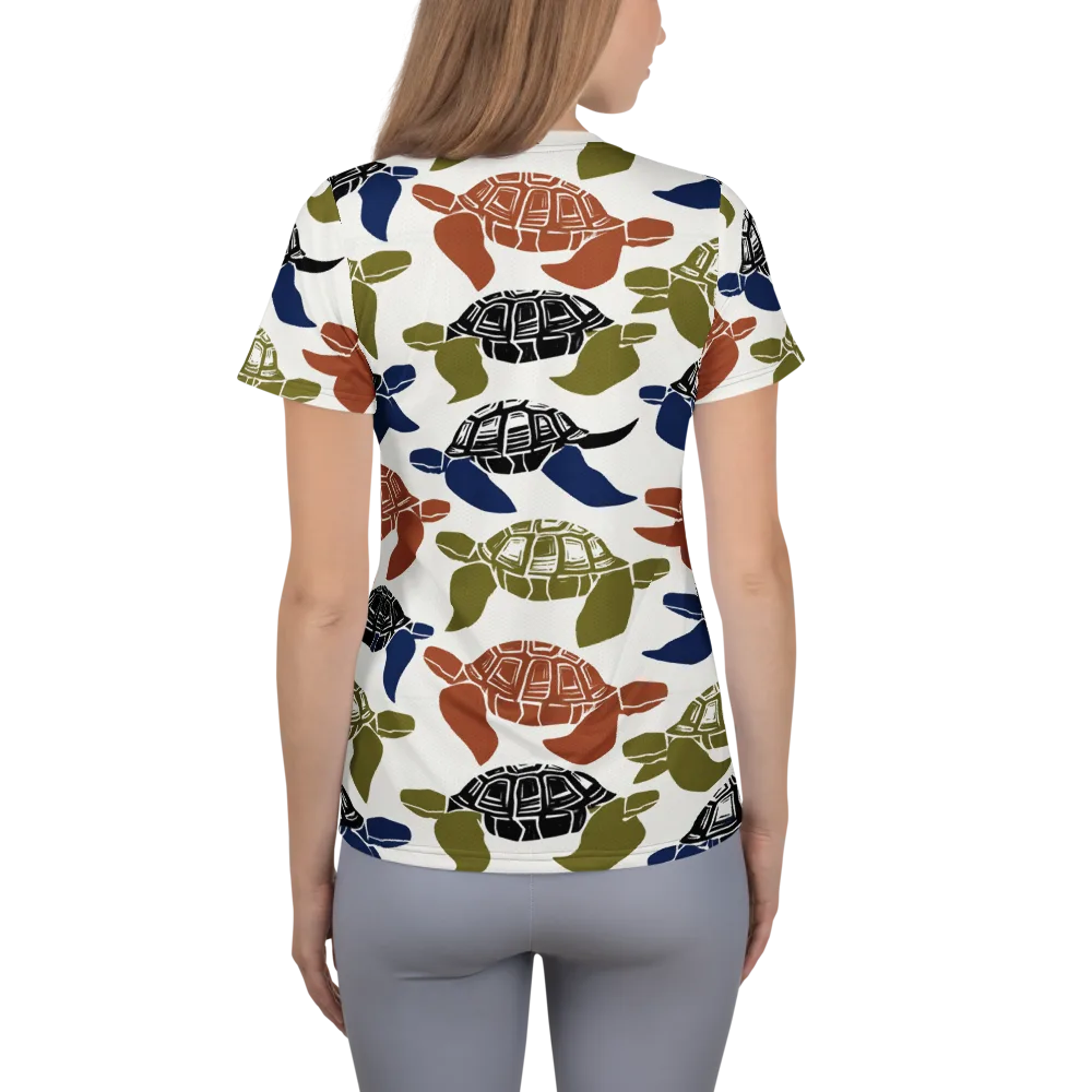 Slow Current on Women's Athletic T-Shirt — Back