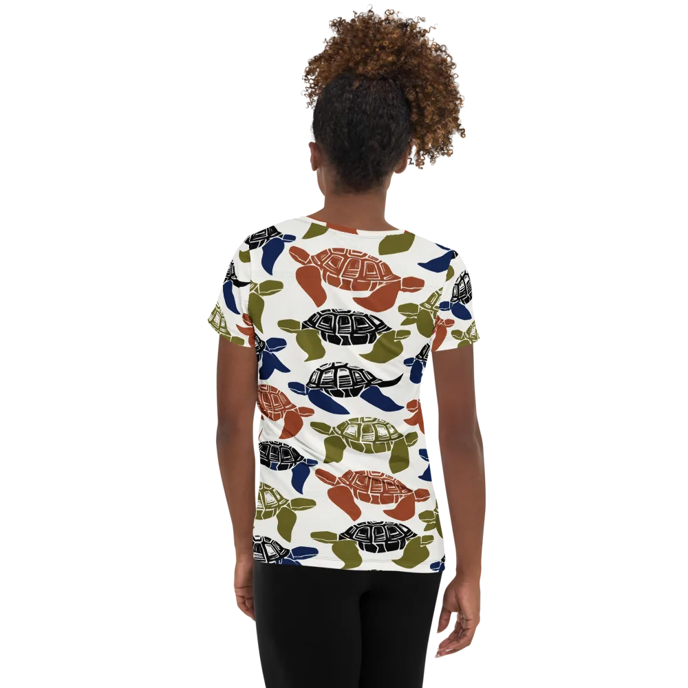 Slow Current on Women's Athletic T-Shirt — Back
