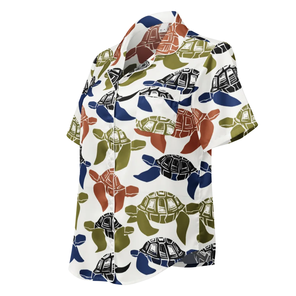 Slow Current on Women's Short Sleeve Pajama Top — Left Front
