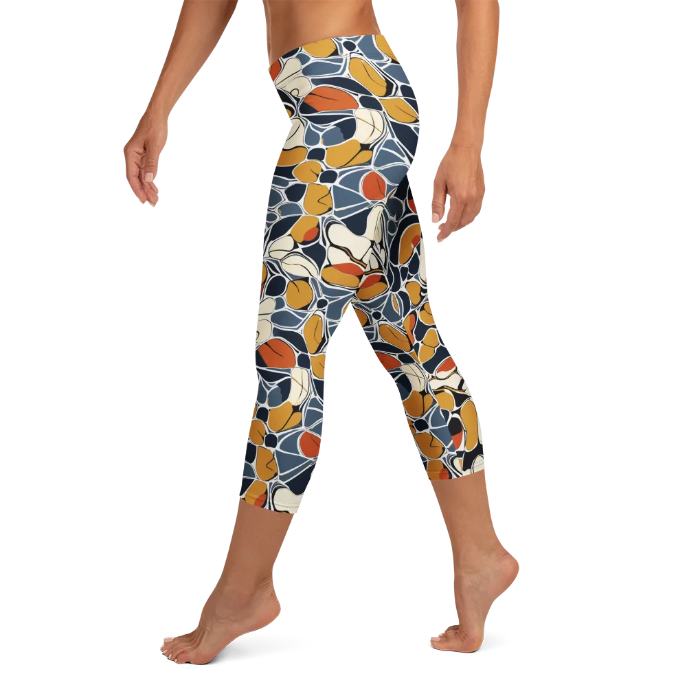 Amber Cell Garden on Capri Leggings — Left