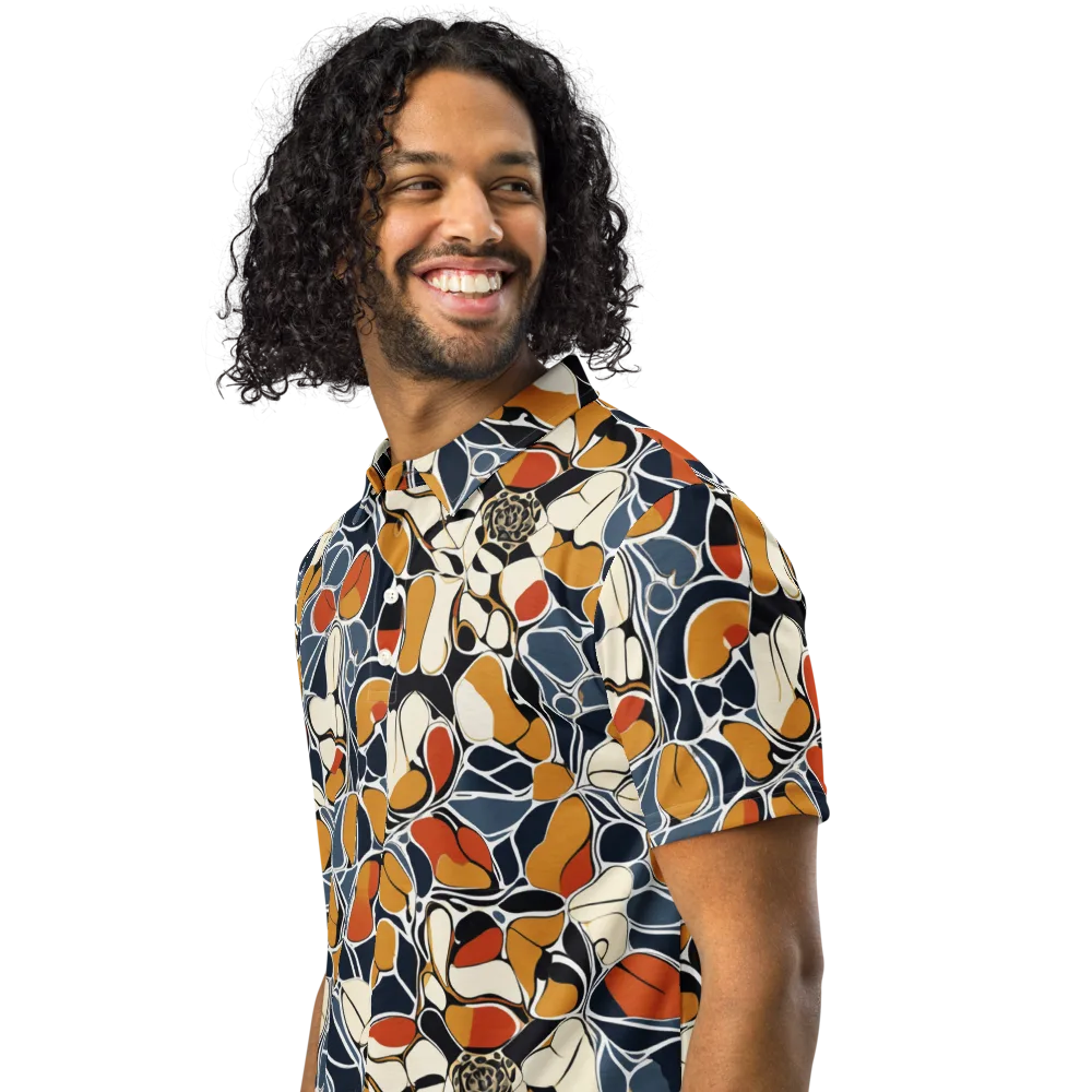 Amber Cell Garden on Men's Slim Fit Polo Shirt — Left Front
